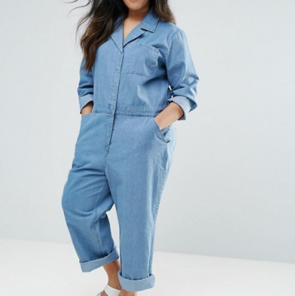 Asos Denim Boiler Suit Blue US 16 One Piece Jumpsu